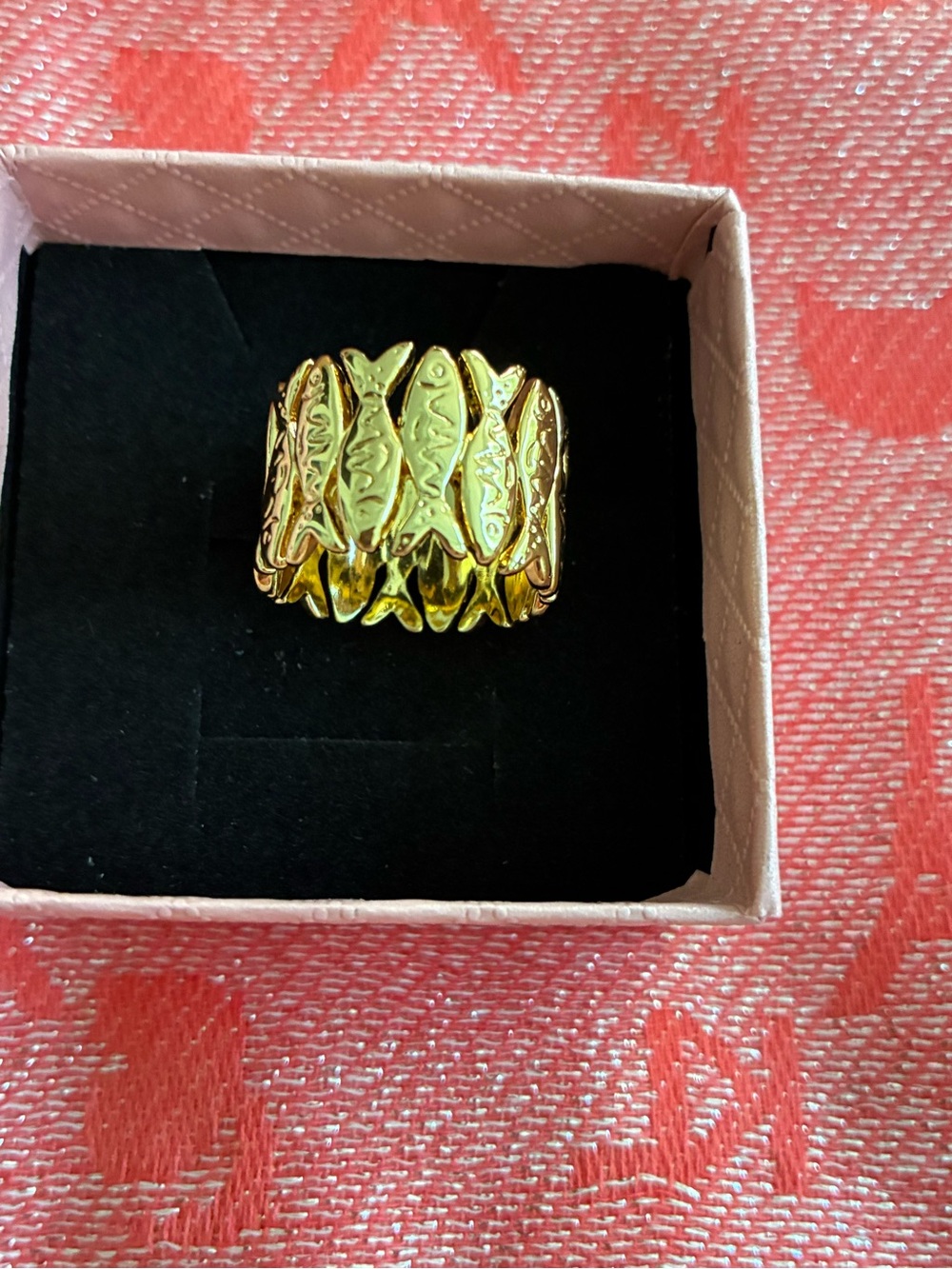 All Saints Gold Leaf-Pattern Wide Band Ring